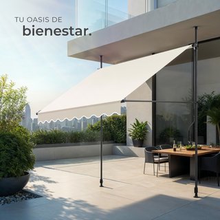 Toldo plegable para balcón con manivela 200x120x211-304 cm, beige