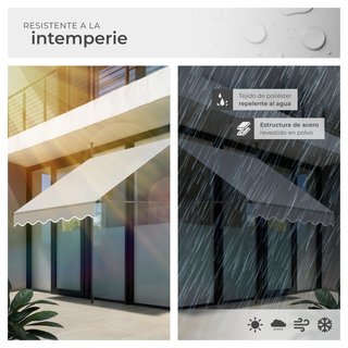 Toldo plegable para balcón con manivela 150x120x211-304 cm, gris claro