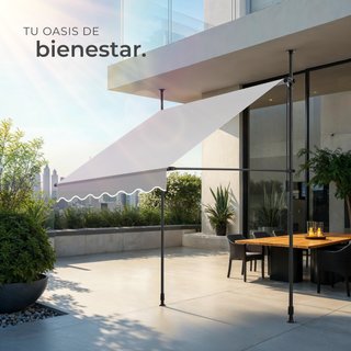 Toldo plegable para balcón con manivela 150x120x211-304 cm, gris claro