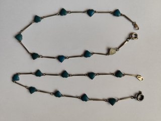 Tobilleras Corazones Turquesa Plata