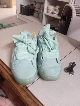 Zapatillas Puma Suede Teal con Lazos