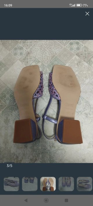 Sandalias de piel mujer morado/plata