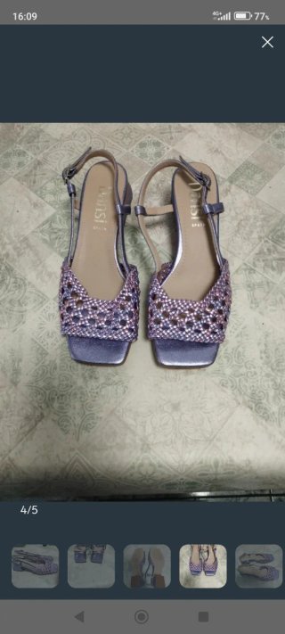 Sandalias de piel mujer morado/plata
