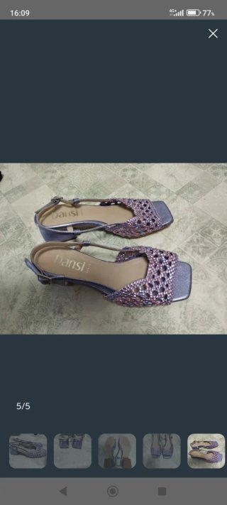 Sandalias de piel mujer morado/plata