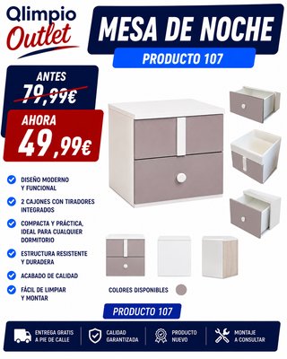 Mesita de Noche Juvenil Qlimpio