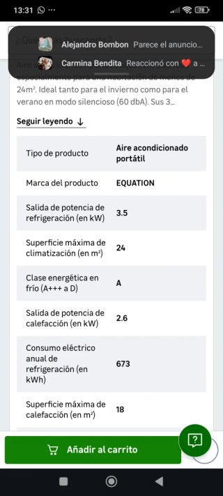 Aire Acondicionado Portátil Equation Blanco
