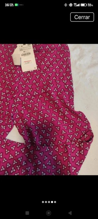 Pantalón Zara estampado rosa y blanco