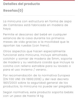 Minicuna Cambrass con ruedas