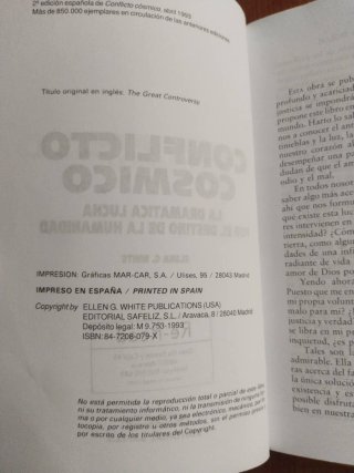 Conflicto cósmico– Ellen G. White | Libro Religión