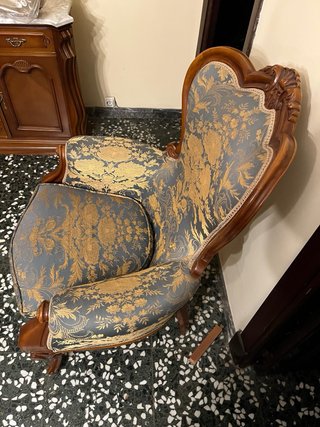 Sillón Vintage Tapizado Madera y Tela