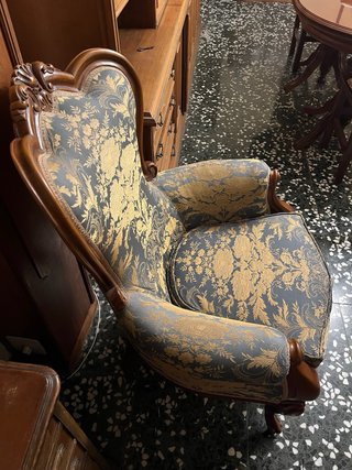 Sillón Vintage Tapizado Madera y Tela