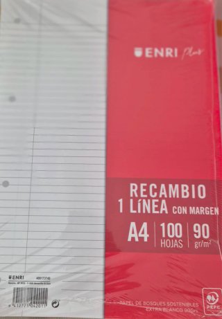 Pack 100 folios A4 ENRI con margen