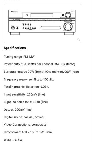 Receiver 5.1 Pioneer VSX-417 5x90W