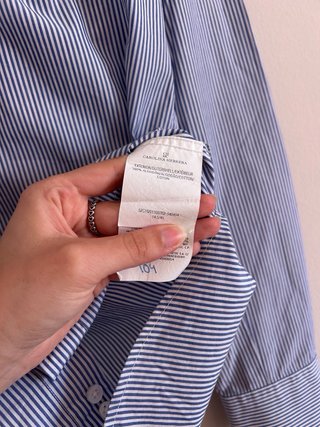 Camisa Carolina Herrera Rayas Azul Talla M