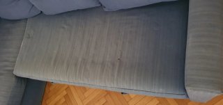 Divano letto angolare blu in tessuto