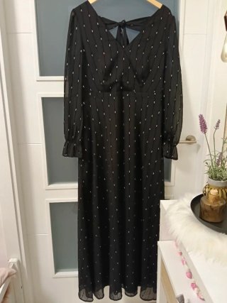 Vestido fiesta mujer negro plateado
