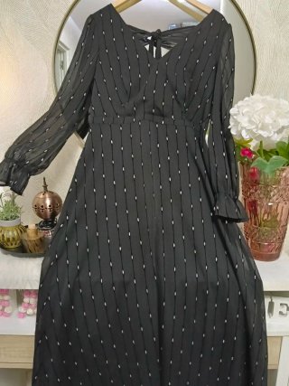 Vestido fiesta mujer negro plateado
