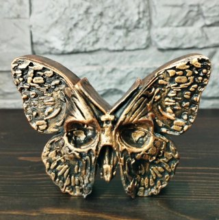 Scultura Falena Teschio Statua Farfalla Gotica