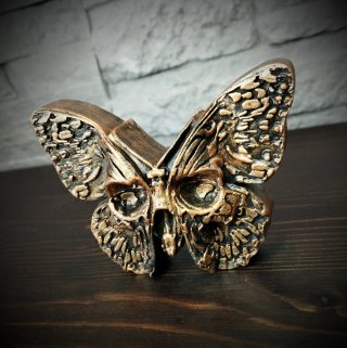 Scultura Falena Teschio Statua Farfalla Gotica