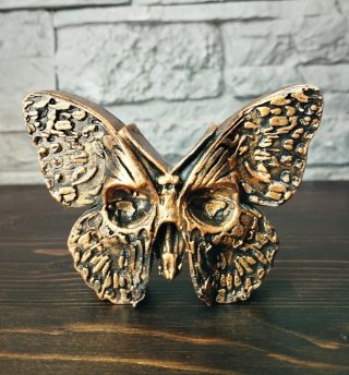 Scultura Falena Teschio Statua Farfalla Gotica
