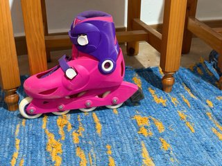 Patines en línea Oxelo rosas y morados + casco
