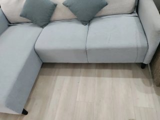 Sofá chaise longue tela gris y beige