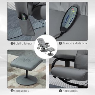 Sillón Masaje Eléctrico Reclinable 10 Puntos Gris