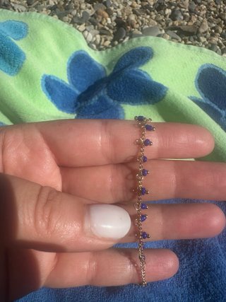 Cavigliera con perline blu e argento