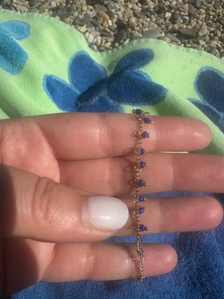 Cavigliera con perline blu e argento