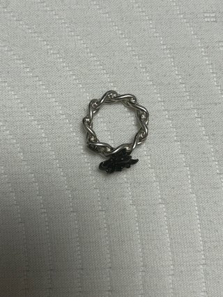 Anillo Chanel Flores Negro y Plata