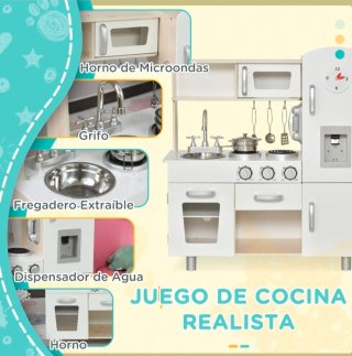 Cocina de juguete de madera y accesorios