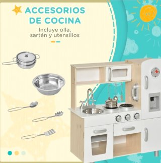 Cocina de juguete de madera y accesorios