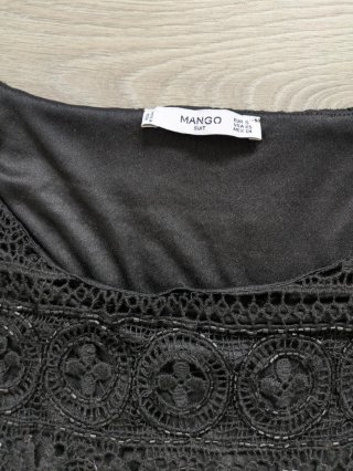 Mango Talla M/L - Vestido calado negro