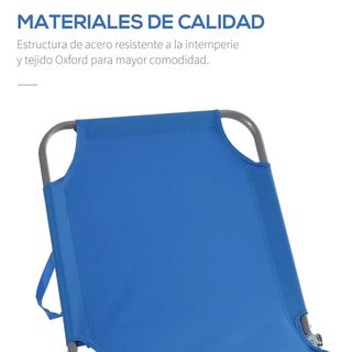 Lettino da Giardino Pieghevole 5 Posizioni Blu 120kg