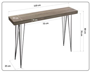 Mueble recibidor estrecho madera y metal