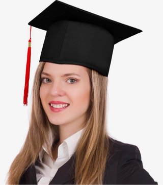 Birrete de graduación negro con borla roja
