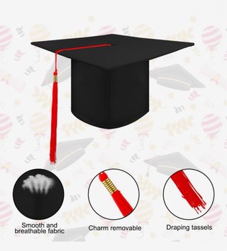 Birrete de graduación negro con borla roja