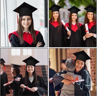 Birrete de graduación negro con borla roja
