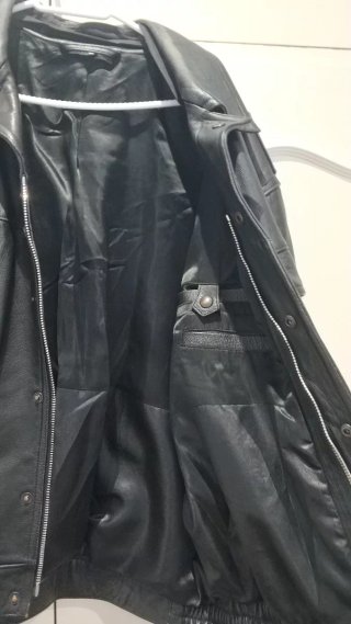 Chaqueta Bomber Cuero Negro Moto 1999