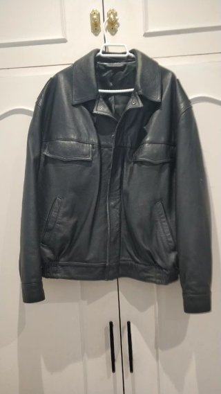 Chaqueta Bomber Cuero Negro Moto 1999