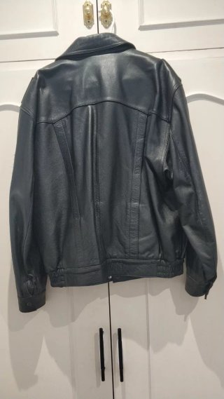 Chaqueta Bomber Cuero Negro Moto 1999
