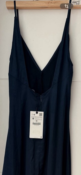 Vestido lencero azul Zara