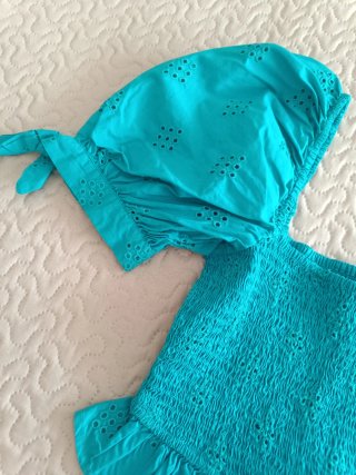 Top Zara Turquesa Mangas Abullonadas