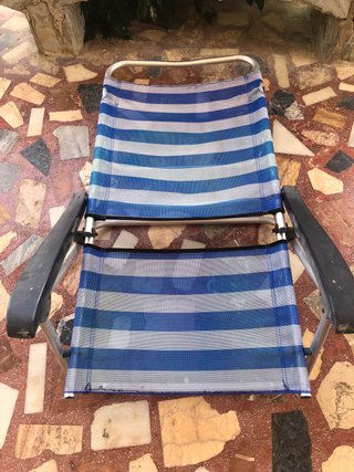 Silla bajita playa piscina rayas azul