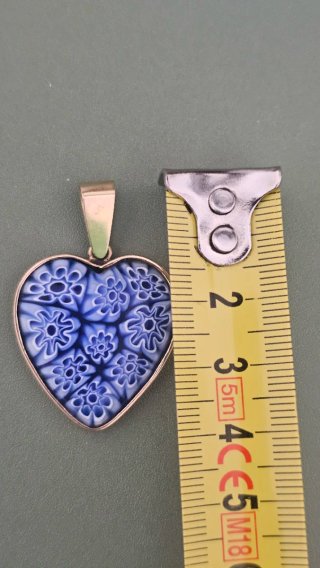 colgante único, corazón piedra murano y oro