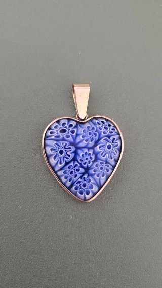 colgante único, corazón piedra murano y oro