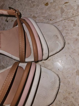 Tacones Brangis Class Beige y Blanco