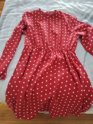 Vestido mujer lunares rojo y blanco