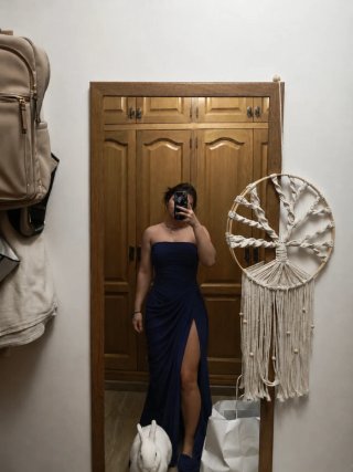 Vestido maxi Cyra azul oscuro talla única