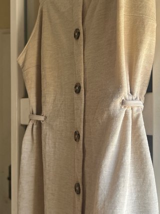 Vestido beige arena estilo lino | Ajustable | S